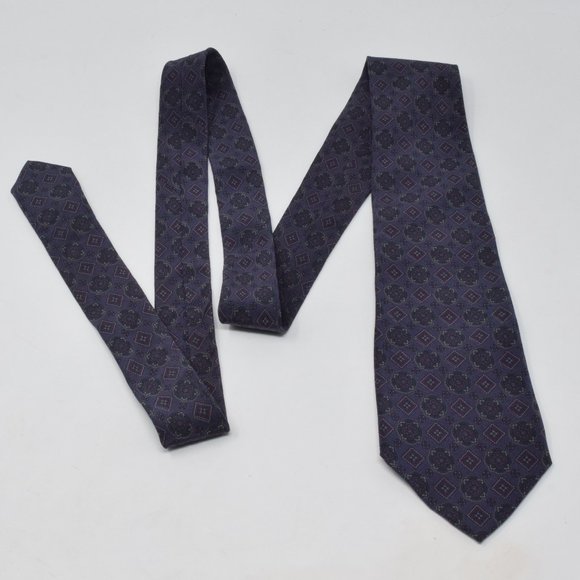 Lanvin 100% Silk Neck Tie Italy Purple Pattern - Picture 3 of 9